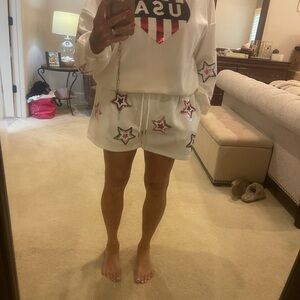 Simply Southern White and Blue Sequin Top